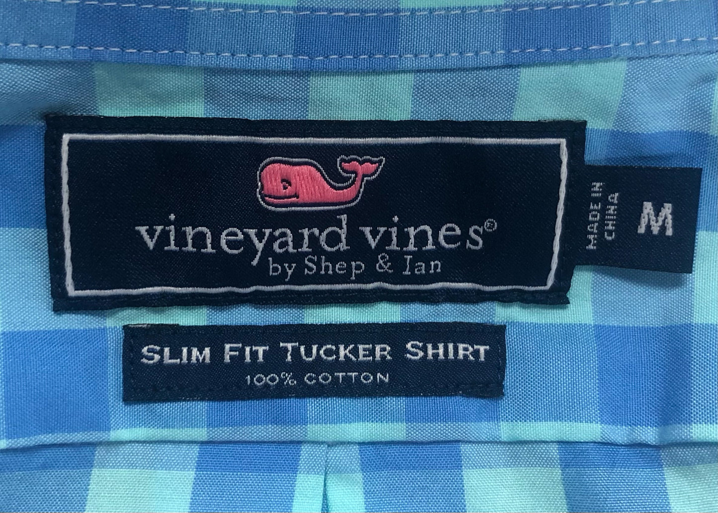 Camisa de botones Vineyard Vines 🐳 con de cuadros en color azul y turquesa Talla M Entalle Slim Fit
