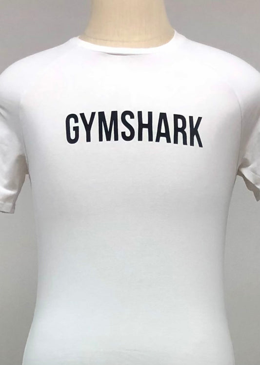 Camiseta de compresión Gymshark 🏋🏽 color blanco y logo en negro Talla Small