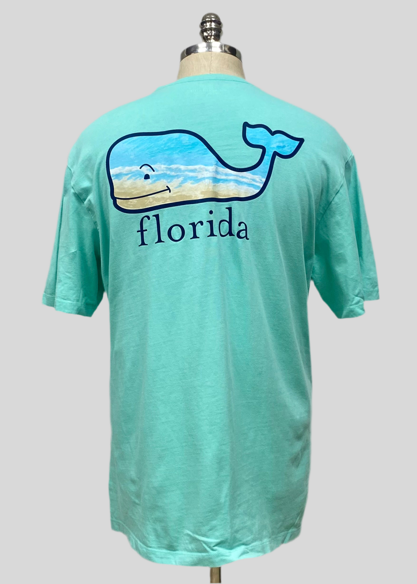 Camiseta de bolsillo Vineyard Vines 🐳 color turquesa claro con Diseño de ballena Florida Talla Large