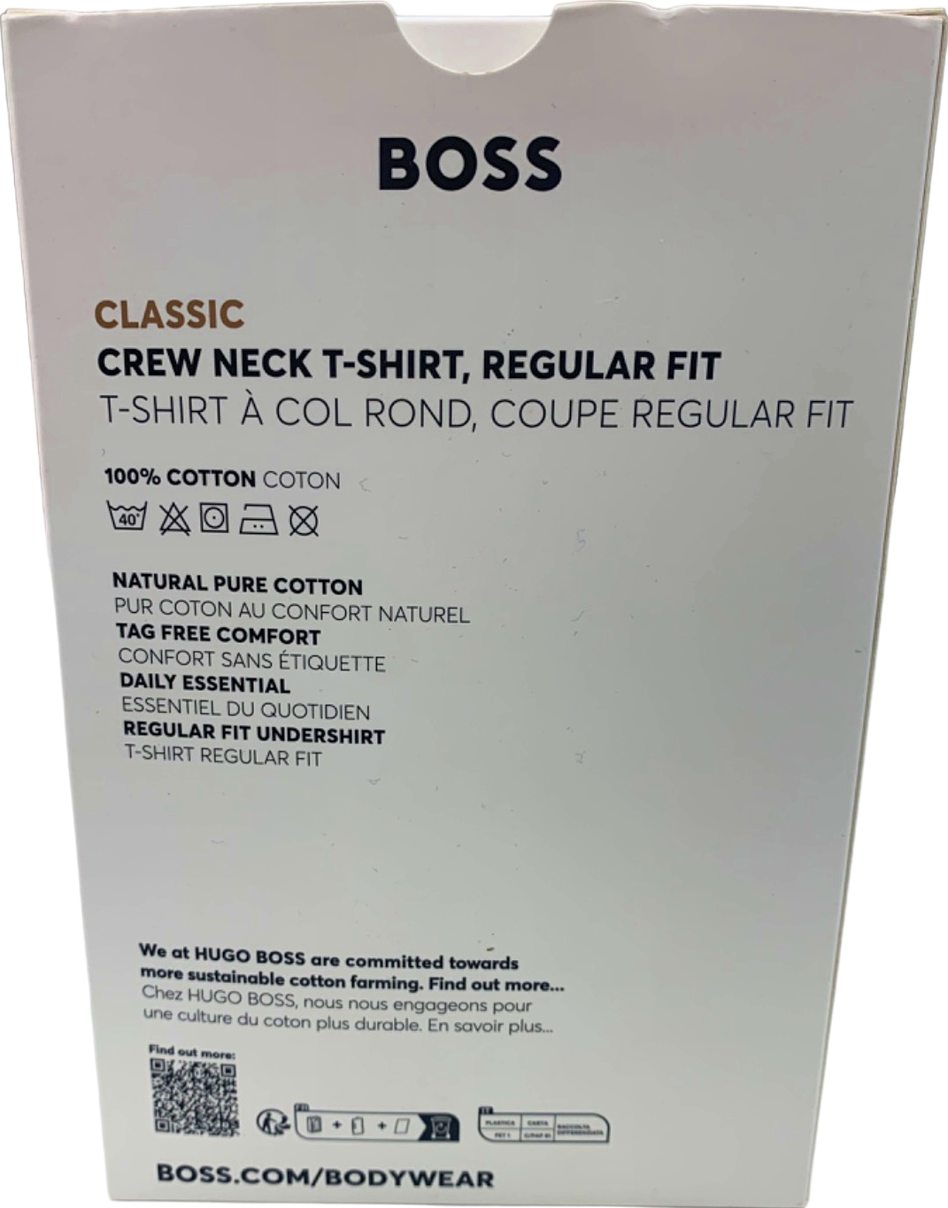 Paquete de 3 Camiseta Interior Hugo Boss 🇩🇪 Cuello redondo Tela algodón color blanco y negro Talla S