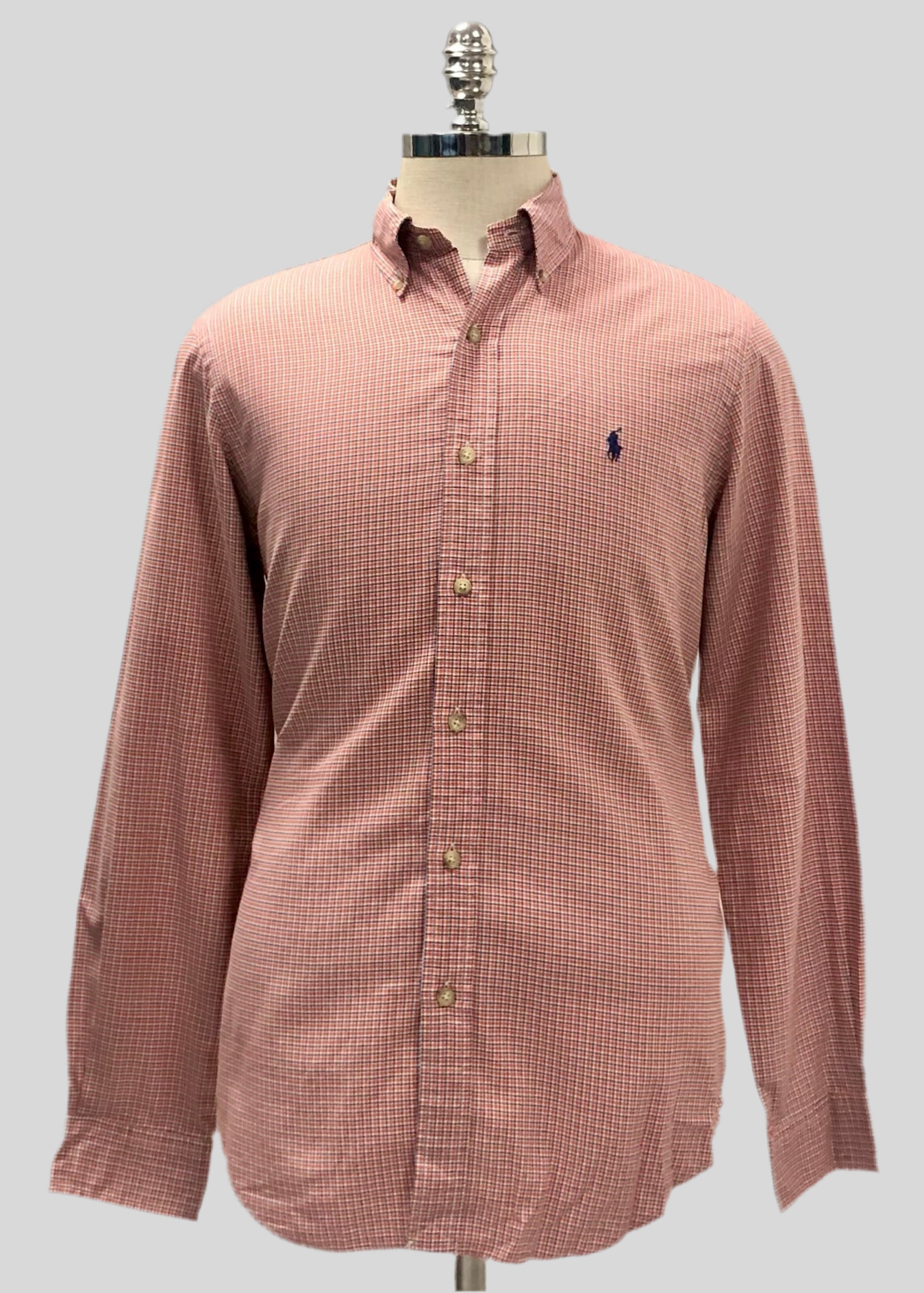 Camisa de botones Polo Ralph Lauren 🏇🏼 Con patron de cuadros naranja, azul y blanco Talla M Entalle Regular