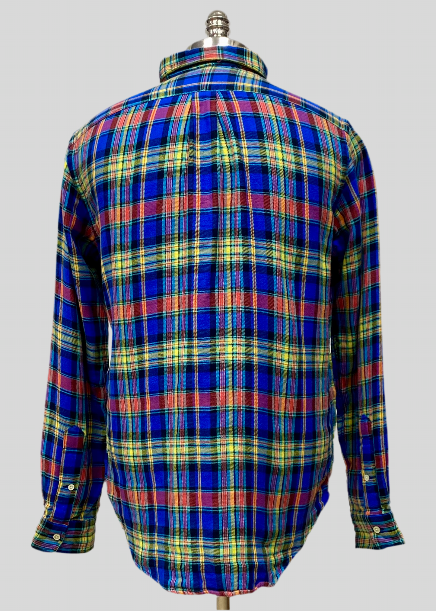 Camisa Polo Ralph Lauren 🏇🏼 color azul con patrón de cuadros tartán rojo amarillo y rojo Talla M Entalle Regular
