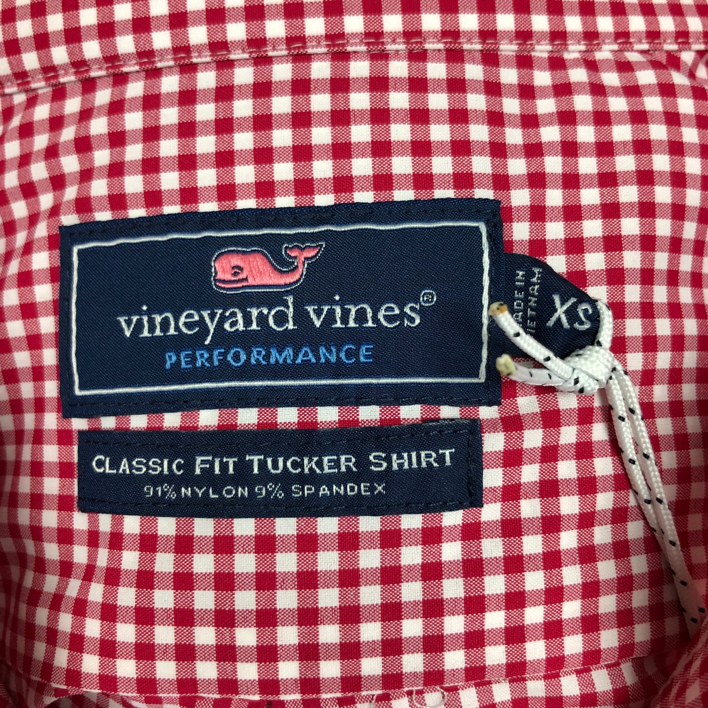 Camisa de botones Vineyard Vines 🐳 Performance con patrón de cuadros en color rojo y blanco Talla XS Entalle Clásico