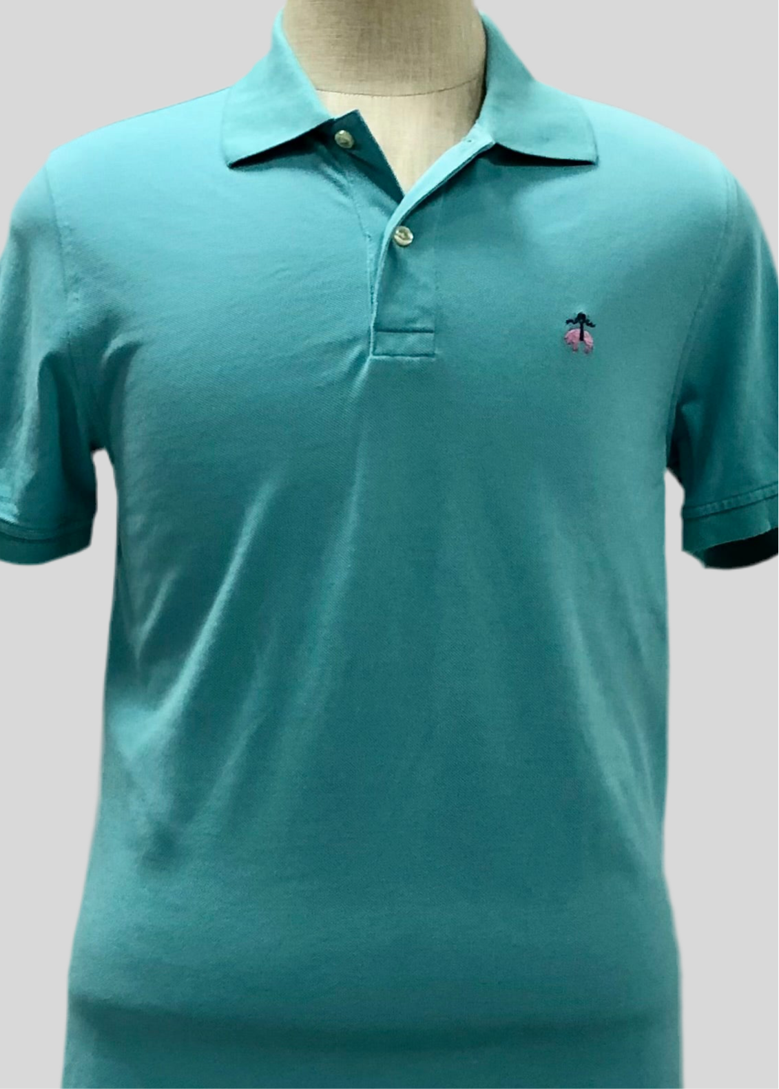 Camiseta Polo Brooks Brothers 🐑 color turquesa claro Talla M Entalle Slim Fit