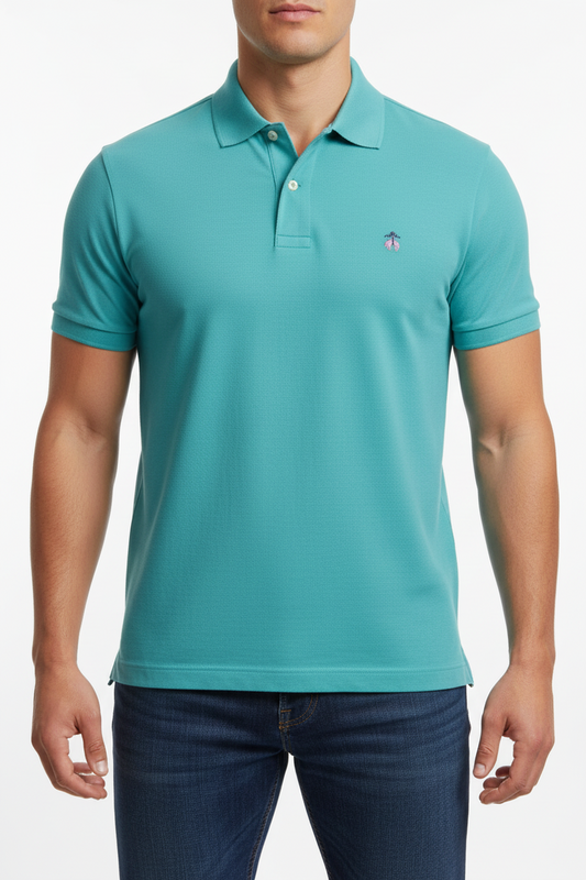 Camiseta Polo Brooks Brothers 🐑 color turquesa claro Talla M Entalle Slim Fit