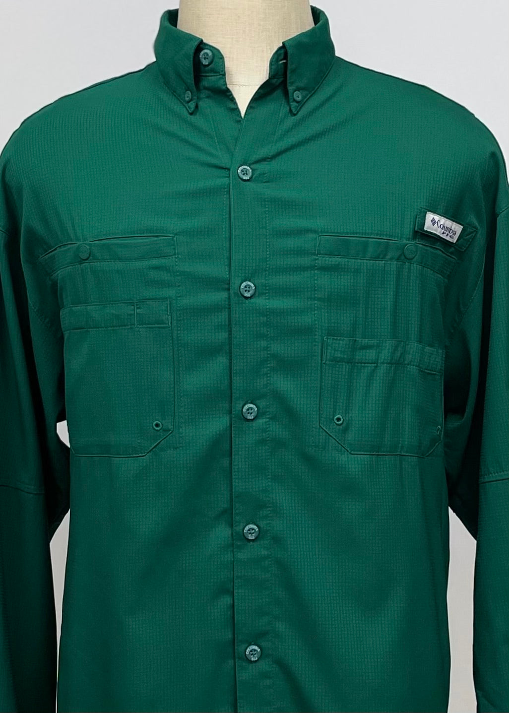 Camisa Columbia 🔹color verde oscuro con Omni Shade Manga larga Talla L