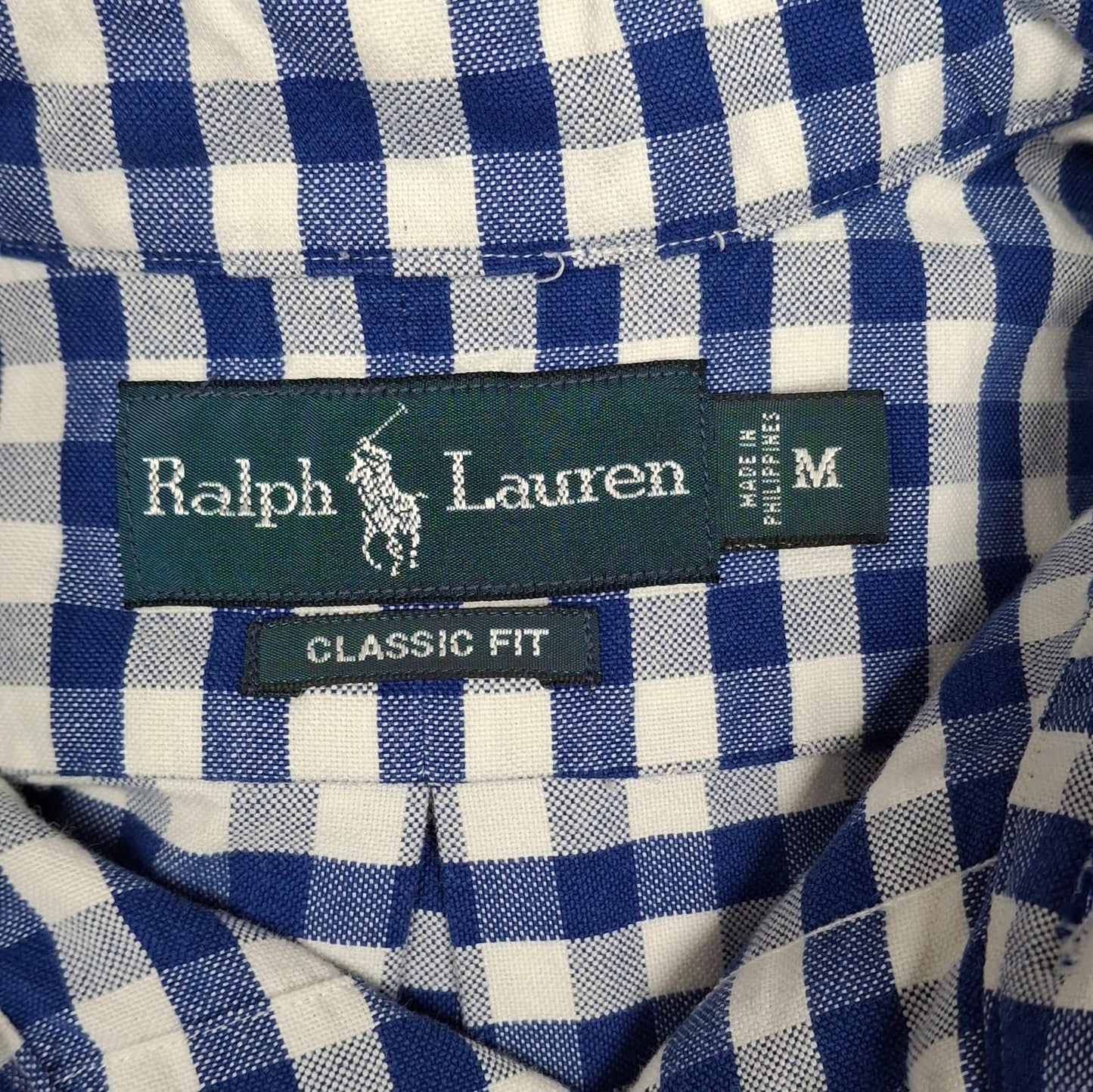 Camisa Polo Ralph Lauren 🏇🏼 Oxford con patron de cuadros gingham azul y blanco Talla M Entalle Clásico