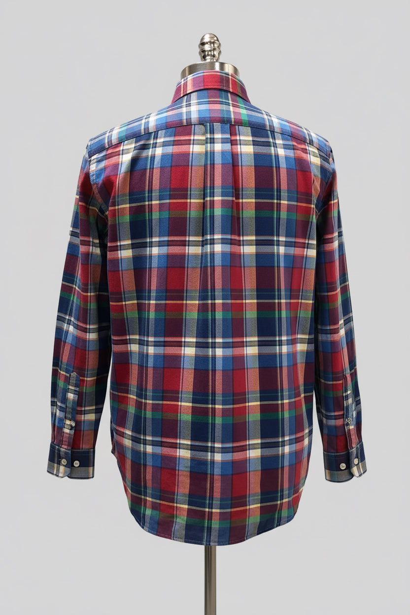 Camisa de botones Polo Ralph Lauren 🏇🏼 Oxford de cuadros tartán en color azul, verde y rojo Talla L Entalle Regular