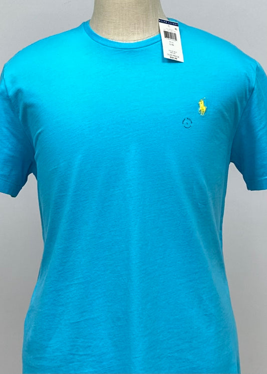 Camiseta cuello Redondo Polo Ralph Lauren 🏇🏼 color turquesa manga corta Talla Large Entalle Regular