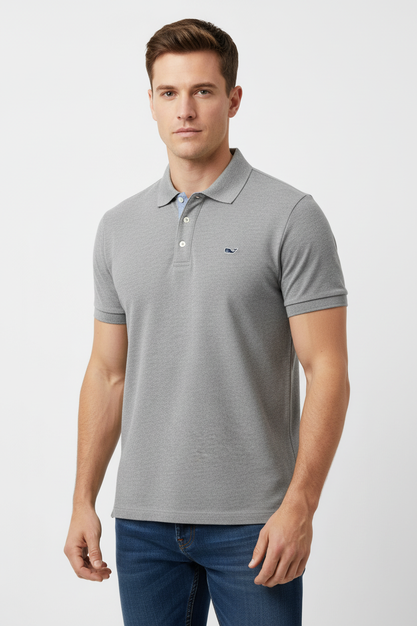 Camiseta Polo Vineyard Vines 🐳 Color gris claro Talla M Entalle Regular