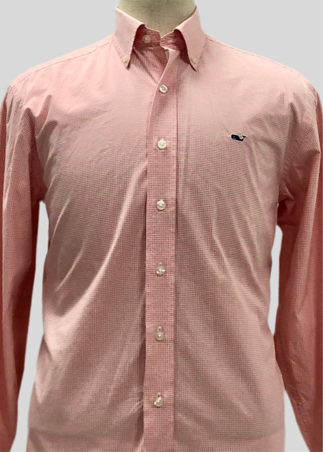 Camisa de botones Vineyard Vines 🐳 de cuadros finos en color rosado y blanco Talla M Entalle Regular