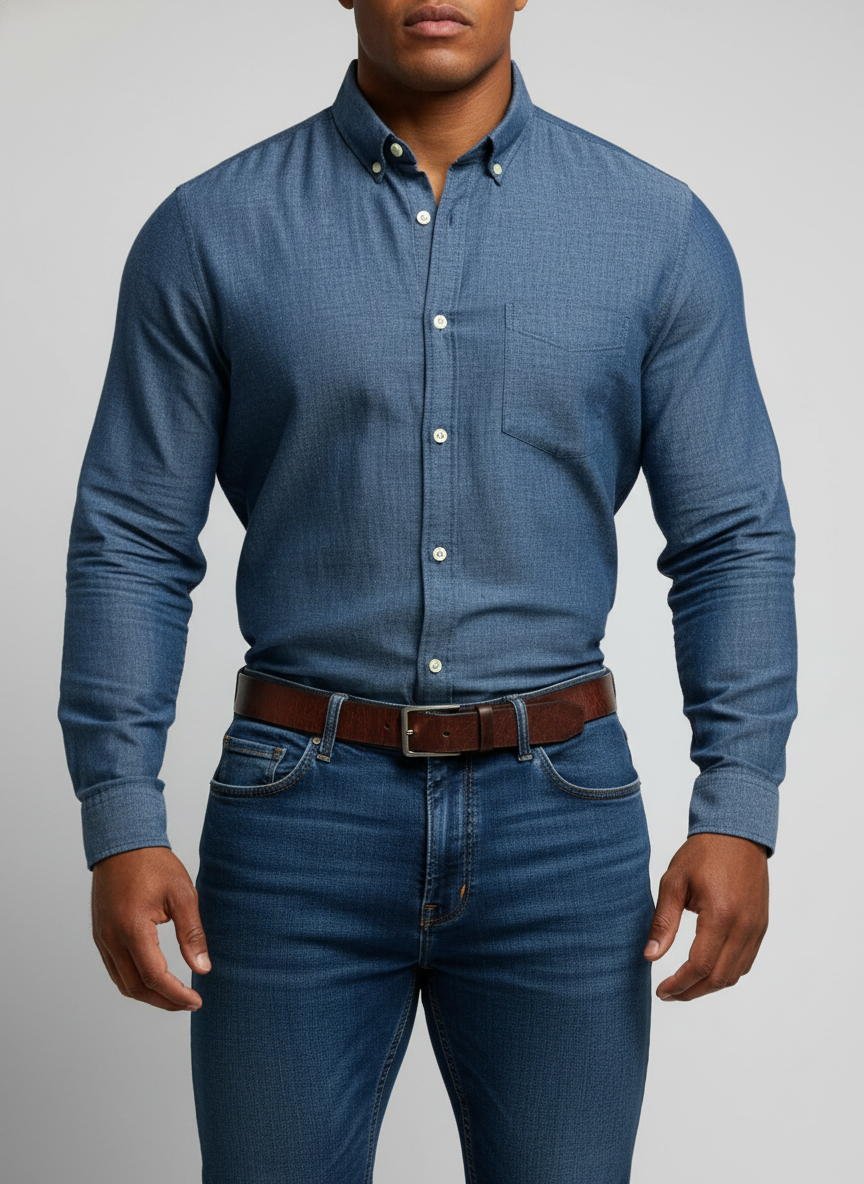 Camisa de botones American Eagle 🦅 de jeans color azul oscuro Talla XL Entalle Clásico