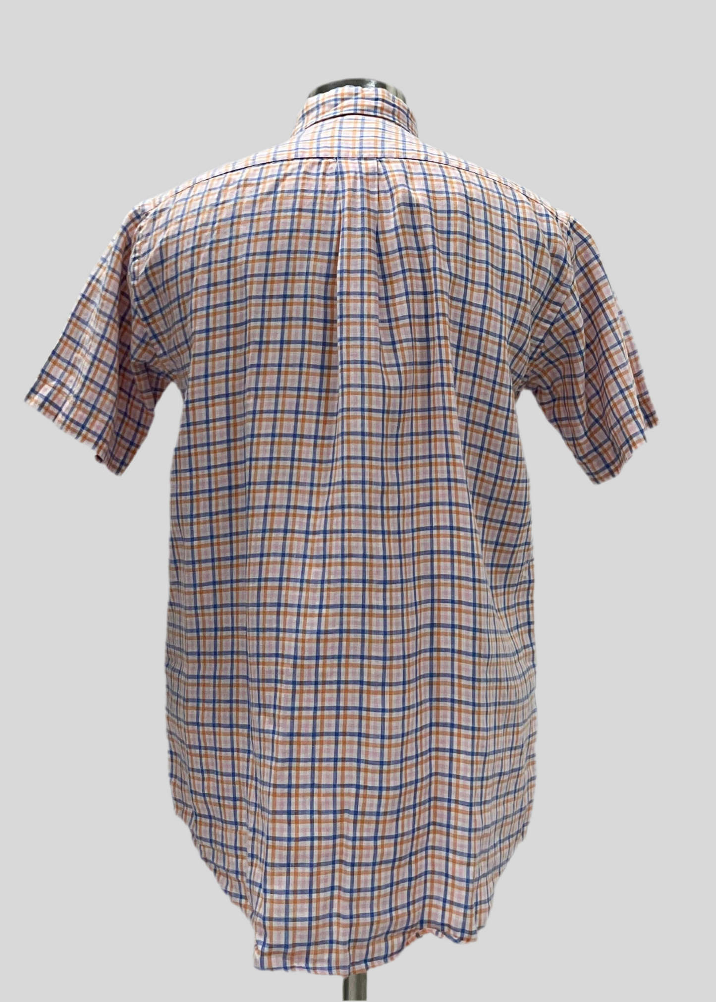Camisa Brooks Brothers 🐑 De lino blanco de cuadros en color rosado, naranja y azul Talla M Entalle Regular