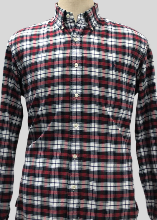 Camisa de botones Polo Ralph Lauren 🏇🏼 de cuadros tartán en color rojo, verde, azul navy y blanco Talla L Entalle Custom Fit (ver descripción)