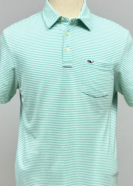 Camiseta Polo Vineyard Vines 🐳 con rayas en verde y blanco Talla S Entalle Regular