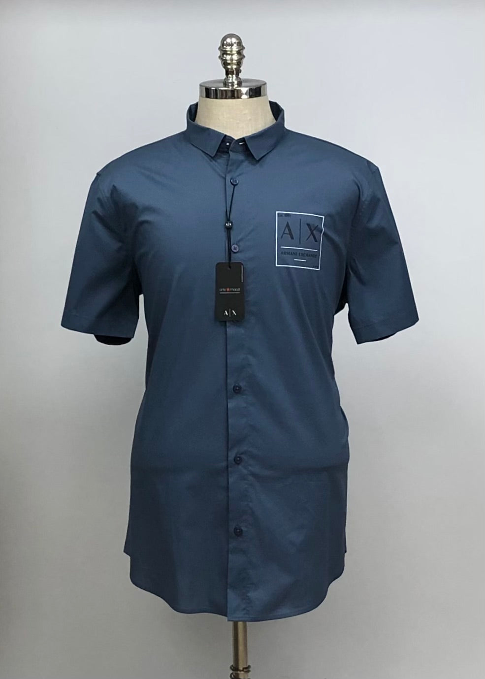 Camisa de botones Armani Exchange 🇮🇹 color azul grisáceo Talla XXL Entalle Slim Fit