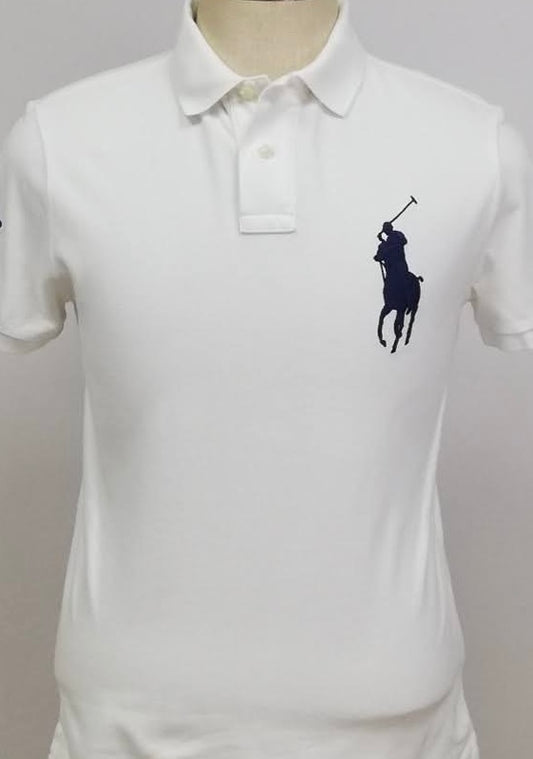 Camiseta Polo Ralph Lauren 🏇🏼color blanco con logo big pony Talla M Entalle Custom Slim Fit