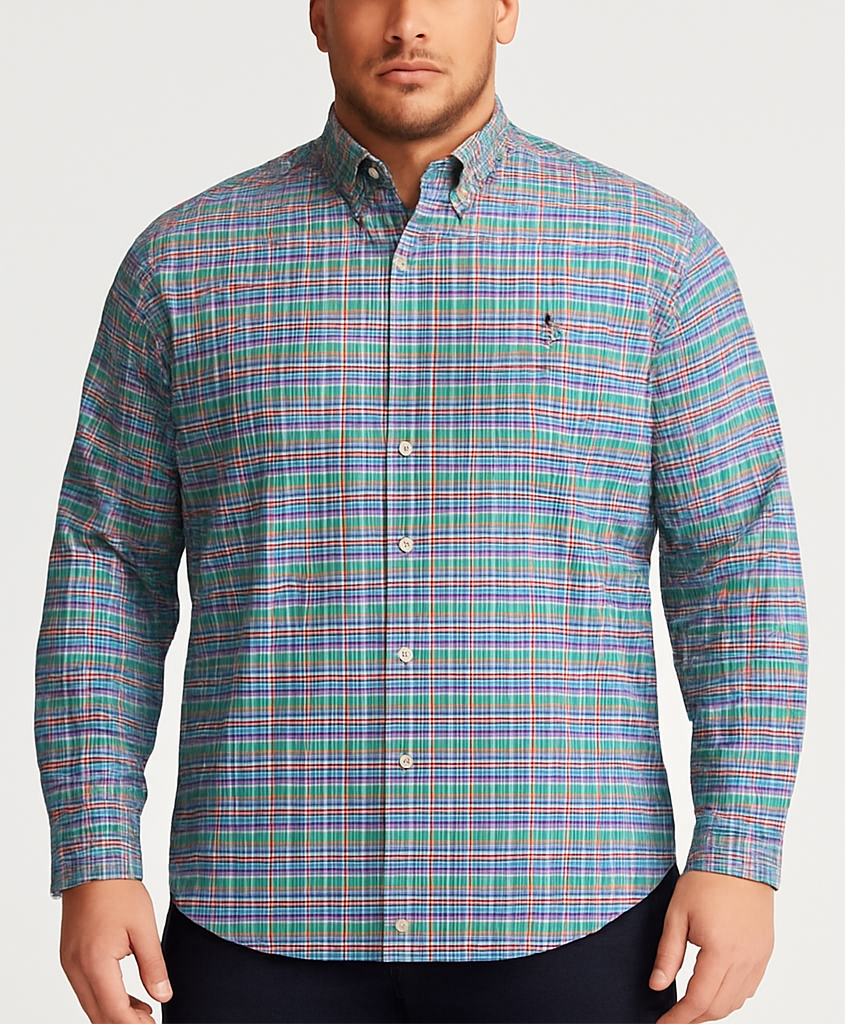 Camisa Polo Ralph Lauren 🏇🏼 con patrón de cuadros multicolor Talla XXL Entalle Regular