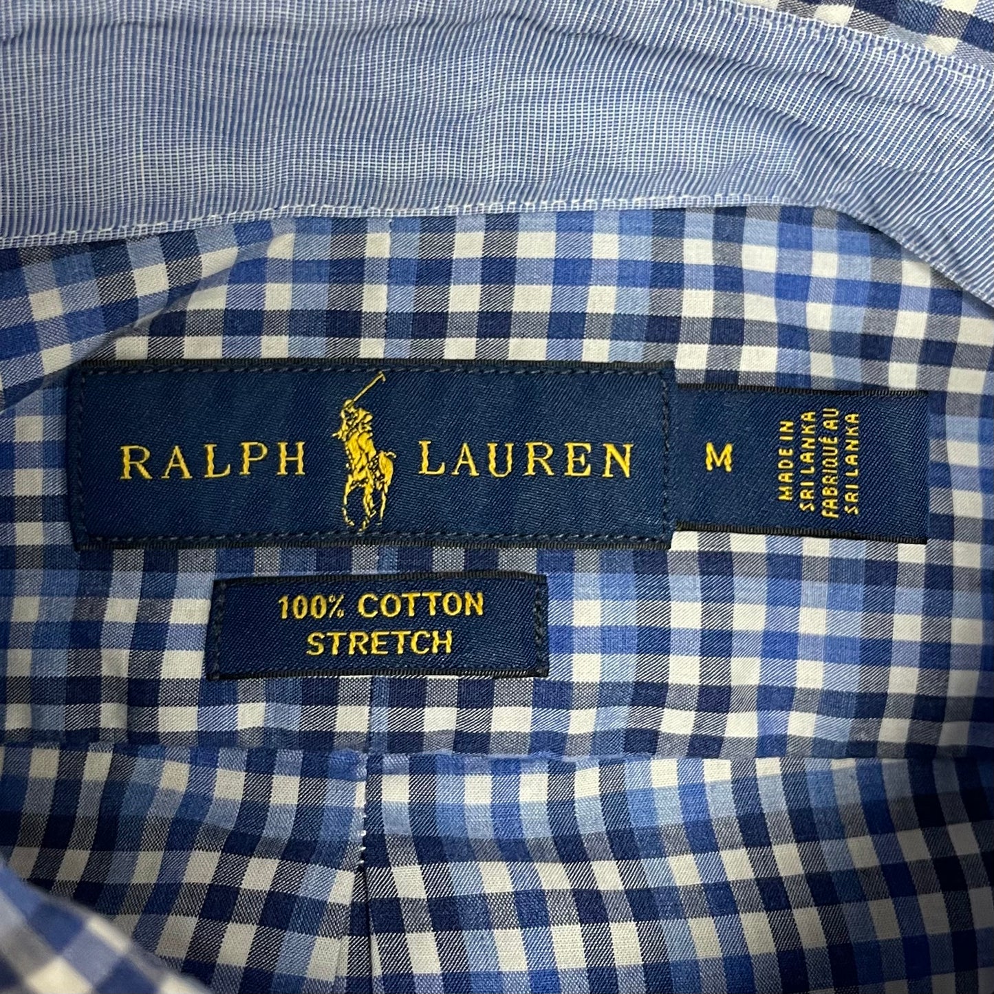 Camisa Polo Ralph Lauren 🏇🏼 con patron de cuadros en celeste, azul y blanco Talla M Entalle Regular