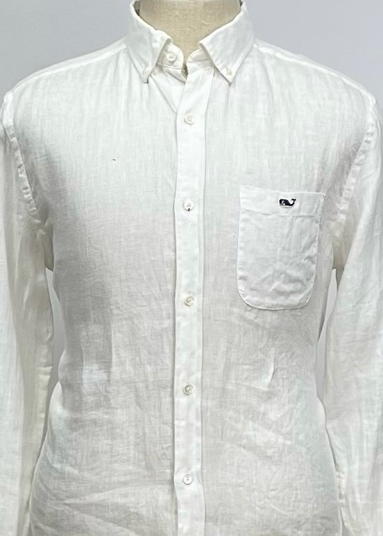 Camisa de cuadros Vineyard Vines 🐳 de lino en color blanco Talla M Entalle Clásico