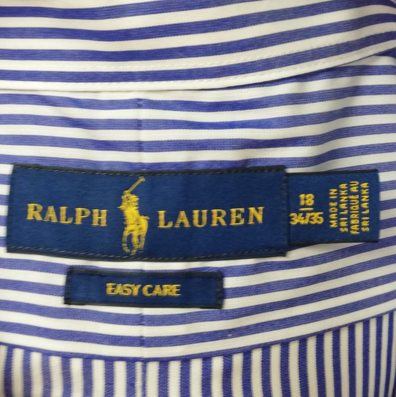 Camisa Polo Ralph Lauren 🏇🏼 con patrón de rayas en azul y blanco Talla XXL Entalle Regular
