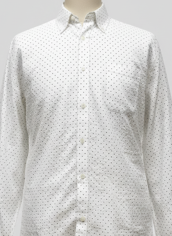 Camisa Brooks Brothers 🐑 seersucker color blanco con puntos en color azul navy Talla XXL Entalle Regular