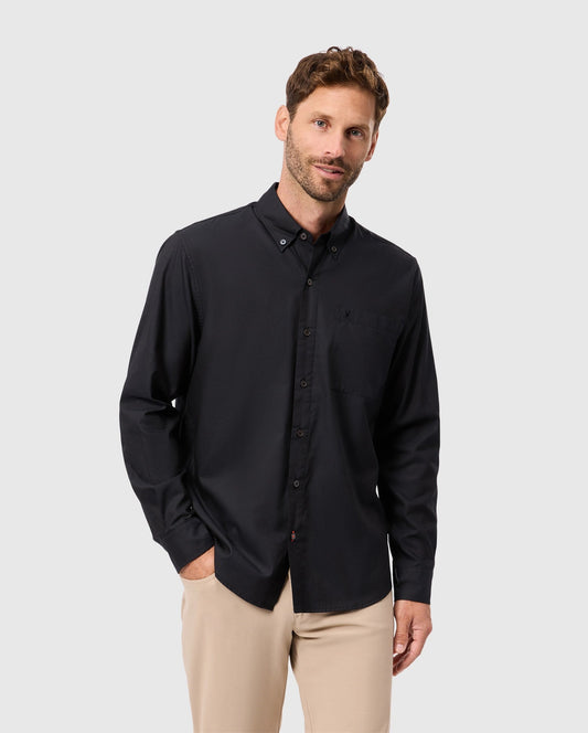 Camisa de botones Psycho Bunny 🐰  Color negro con logo tradicional Talla L Entalle Regular