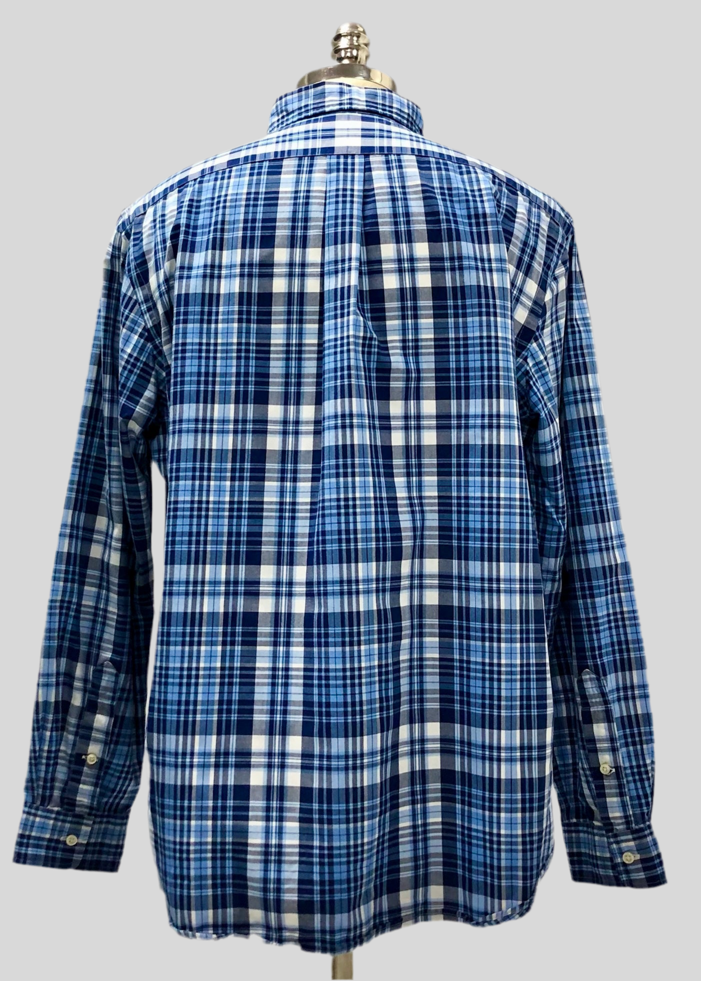 Camisa de botones Polo Ralph Lauren 🏇🏼 con patron de cuadros tartán azul, celeste y blanco Talla XL Entalle Regular