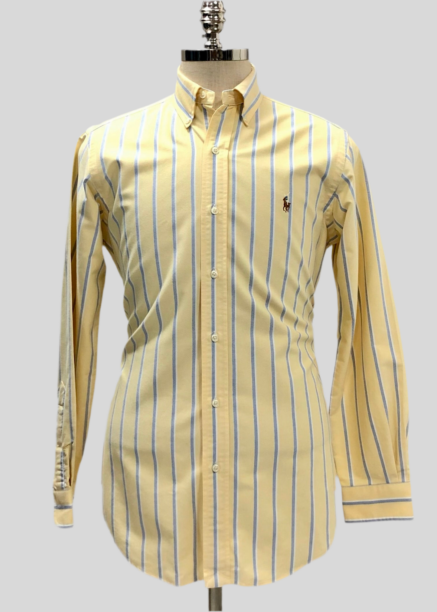Camisa de botones Polo Ralph Lauren 🏇🏼 color amarillo de rayas en color azul y blanco Talla M Entalle Clásico