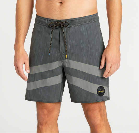 Shorts de baño Quicksilver 🏄🏽‍♂️ con diseños de rayas en color gris claro y gris oscuro talla 28