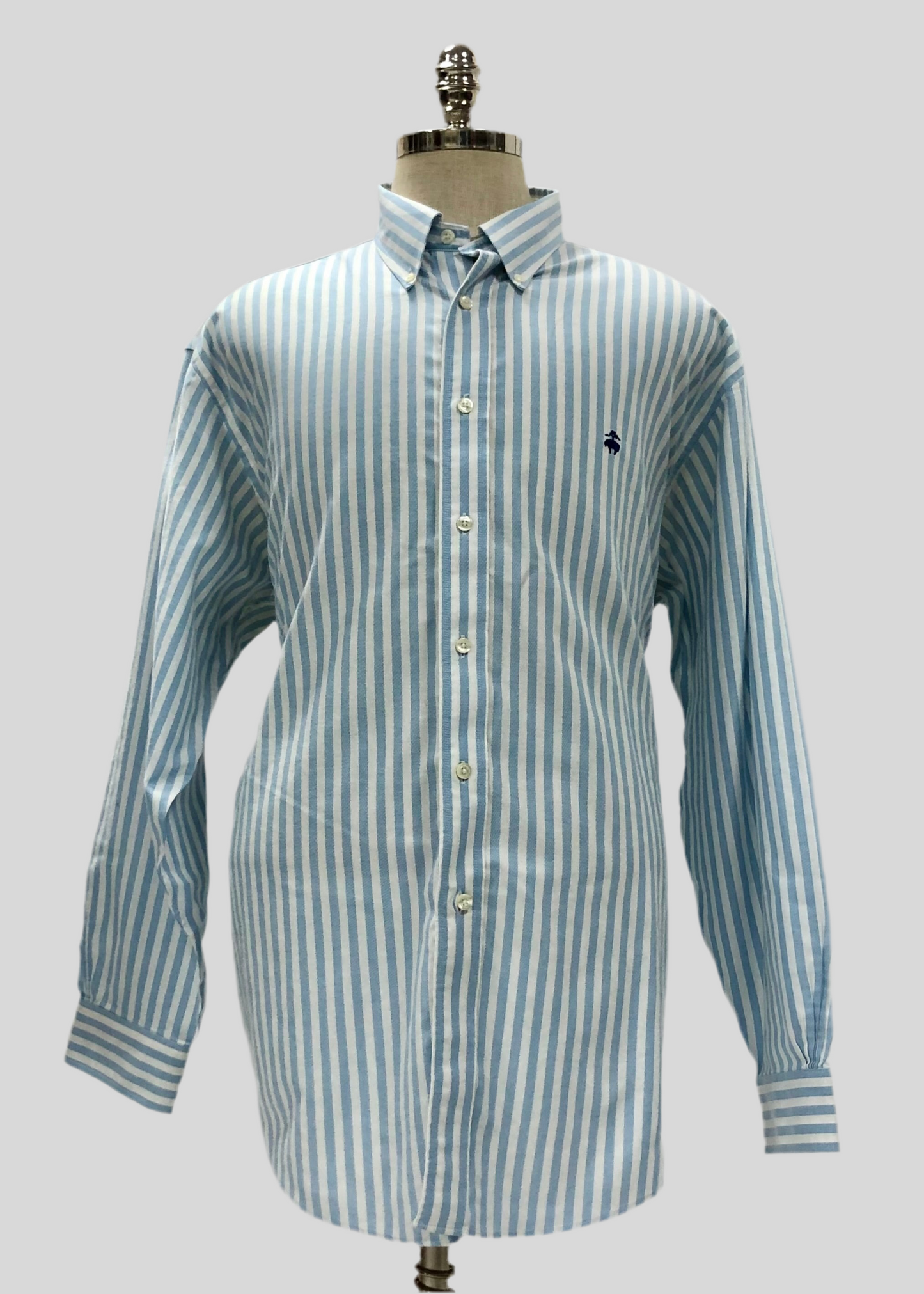 Camisa Brooks Brothers 🐑 color blanco con rayas en celeste Talla XXL Entalle Regular