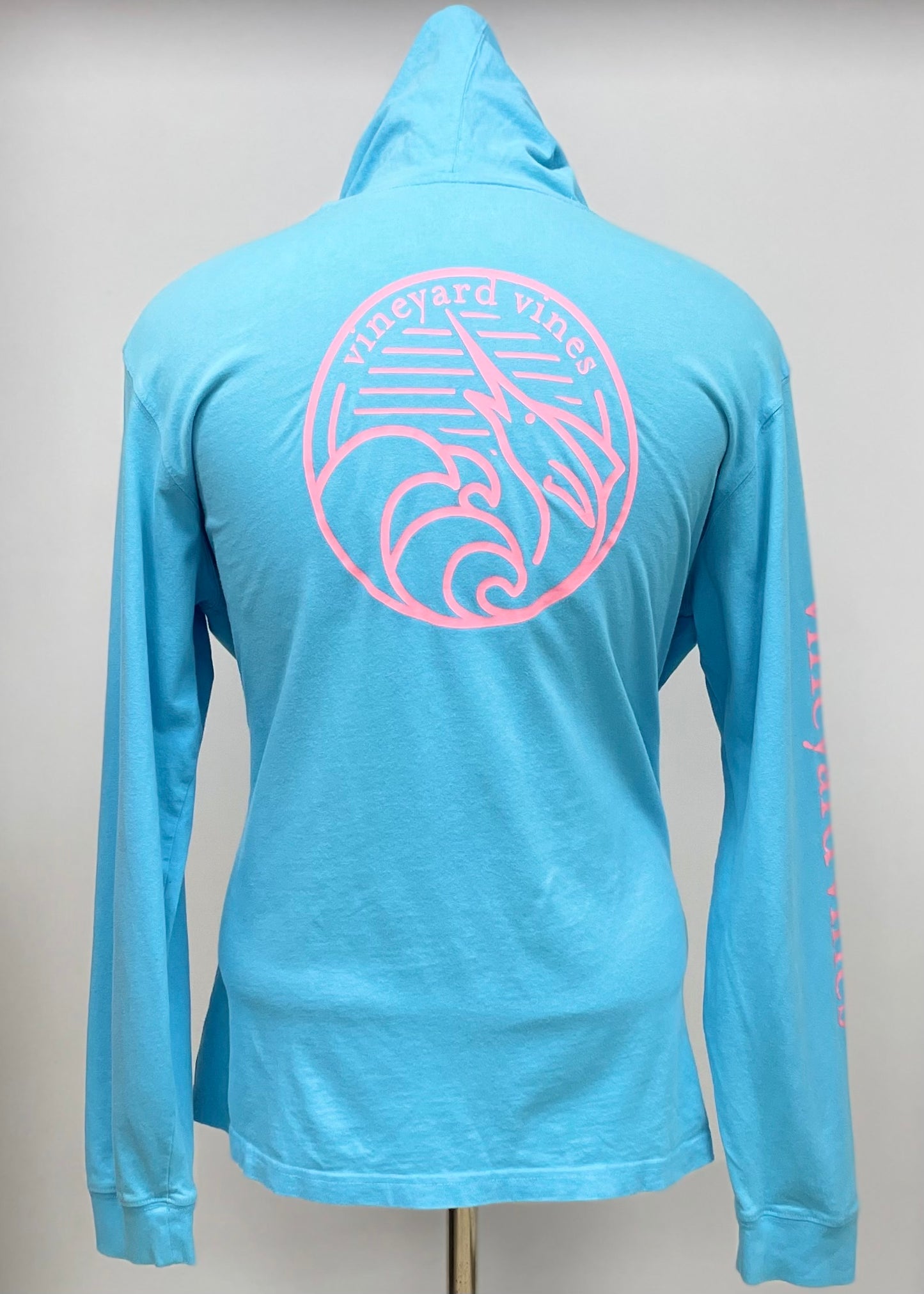 Camiseta con capucha Vineyard Vines 🐳 color turquesa con logo de Olas en bolsillo Talla Medium