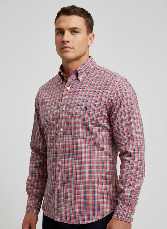 Camisa Polo Ralph Lauren 🏇🏼 de cuadros en color rojo, verde y azul Talla L Entalle Regular