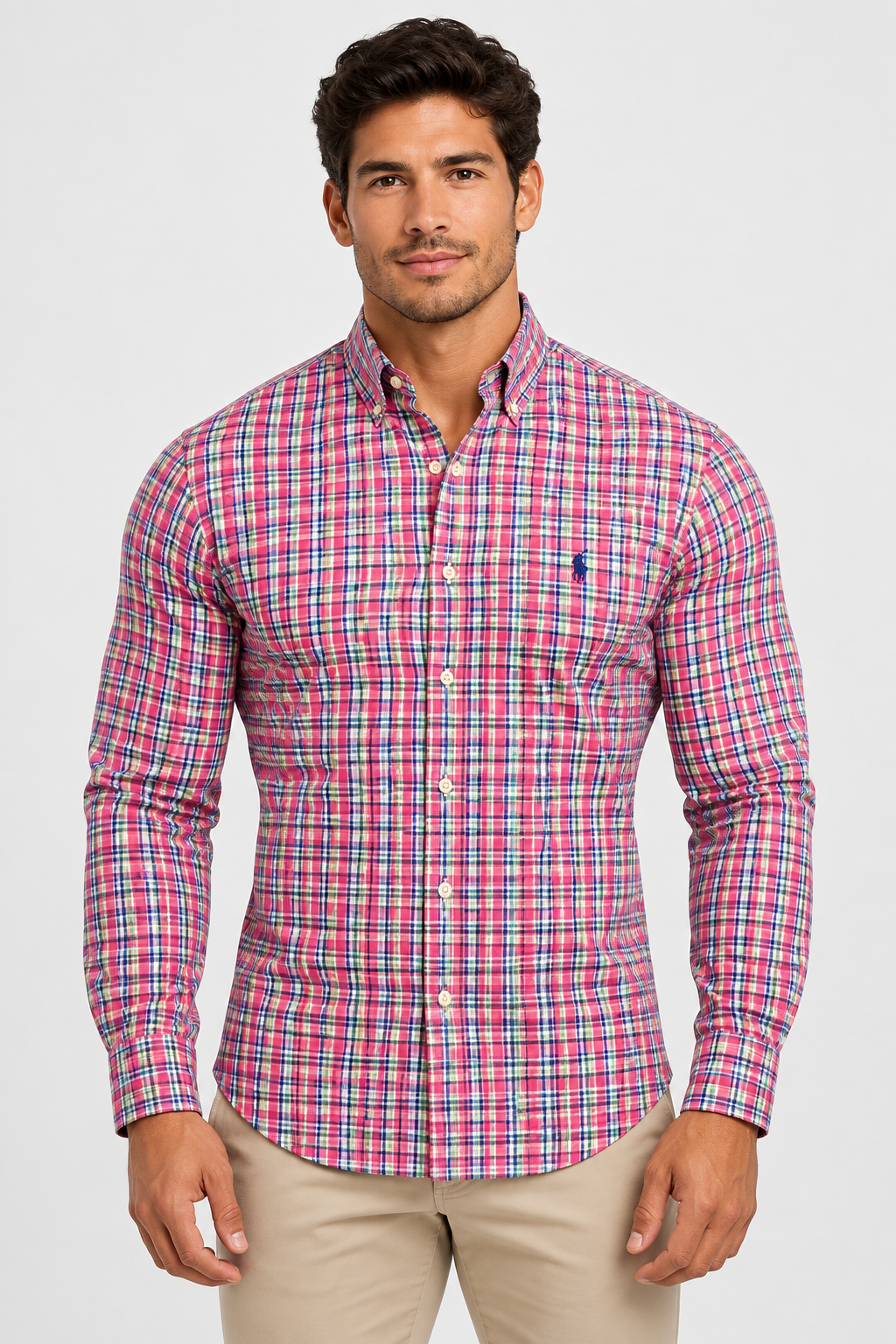 Camisa Polo Ralph Lauren 🏇🏼 de cuadros en color rojo, verde y azul Talla L Entalle Regular