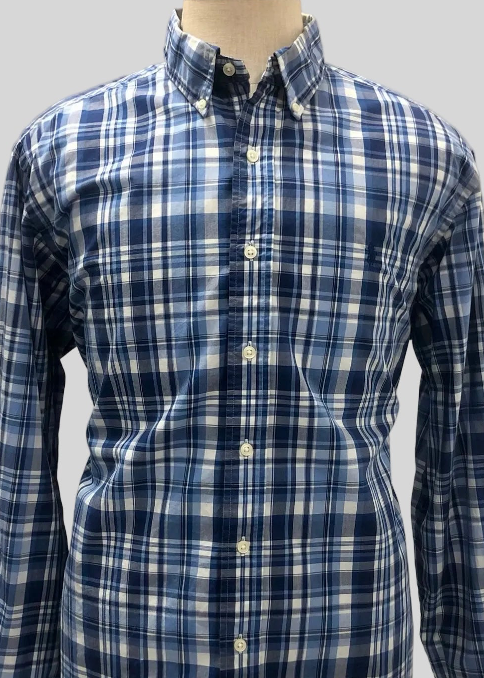 Camisa de botones Polo Ralph Lauren 🏇🏼 de cuadros celeste, azul y blanco Talla XL Entalle Clásico