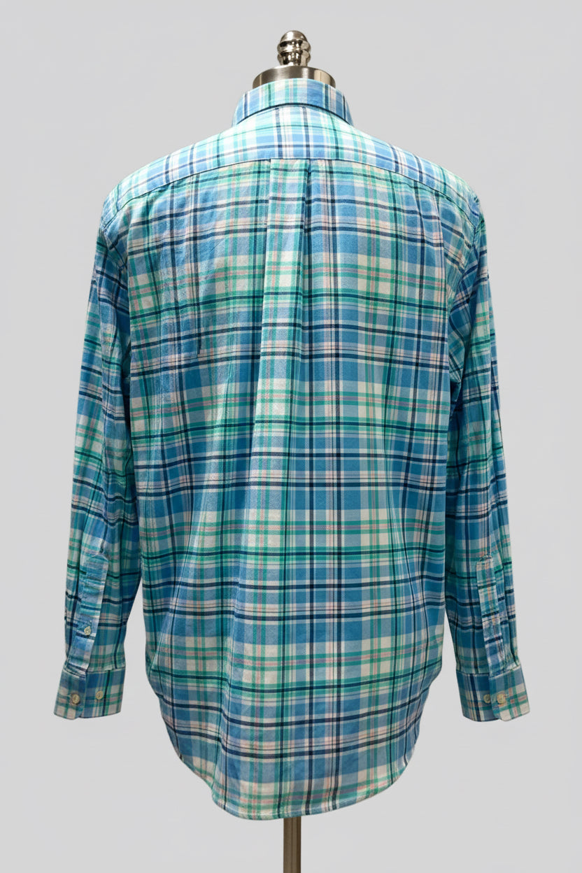 Camisa de botones Vineyard Vines 🐳 color blanco de cuadros en color rosado, turquesa y azul Talla XL Entalle Clasico