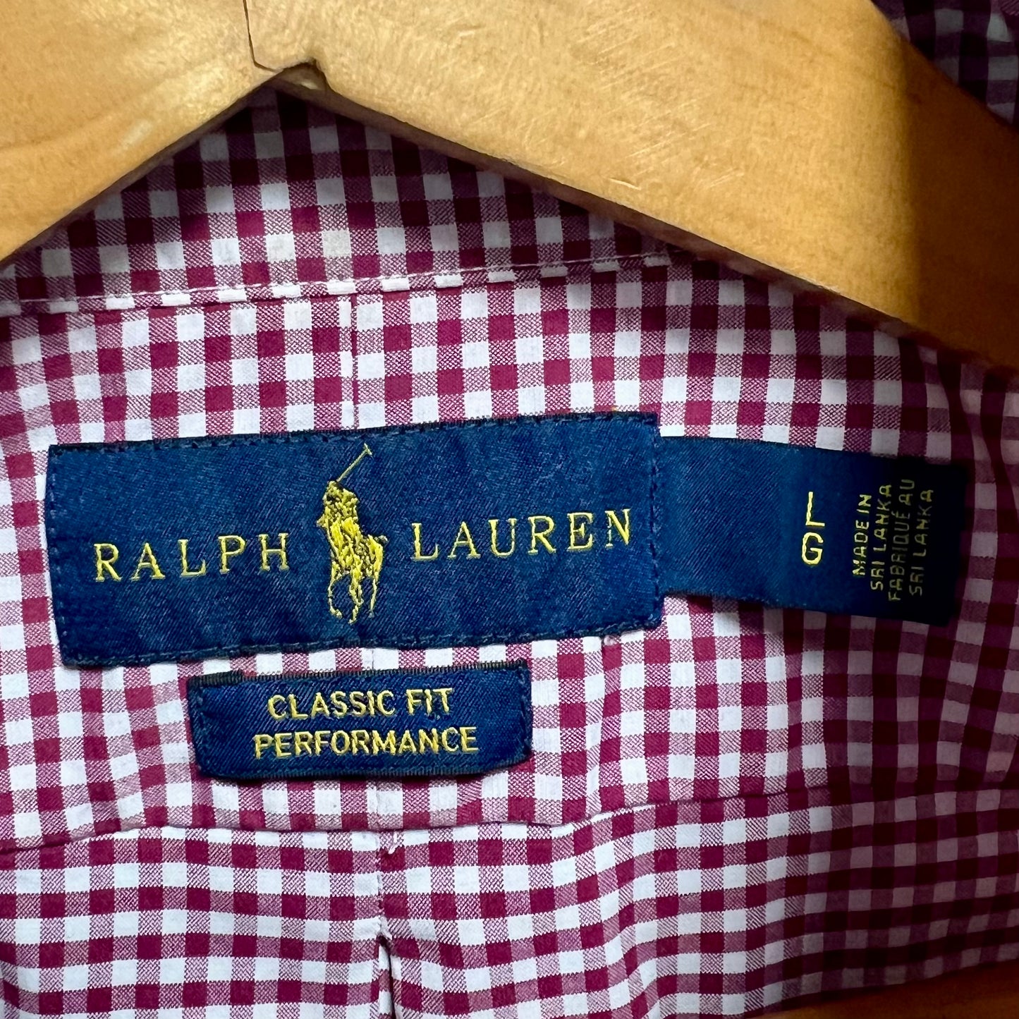 Camisa Polo Ralph Lauren 🏇🏼 Performance con patron de cuadros gingham rojo y blanco Talla L Entalle Clásico