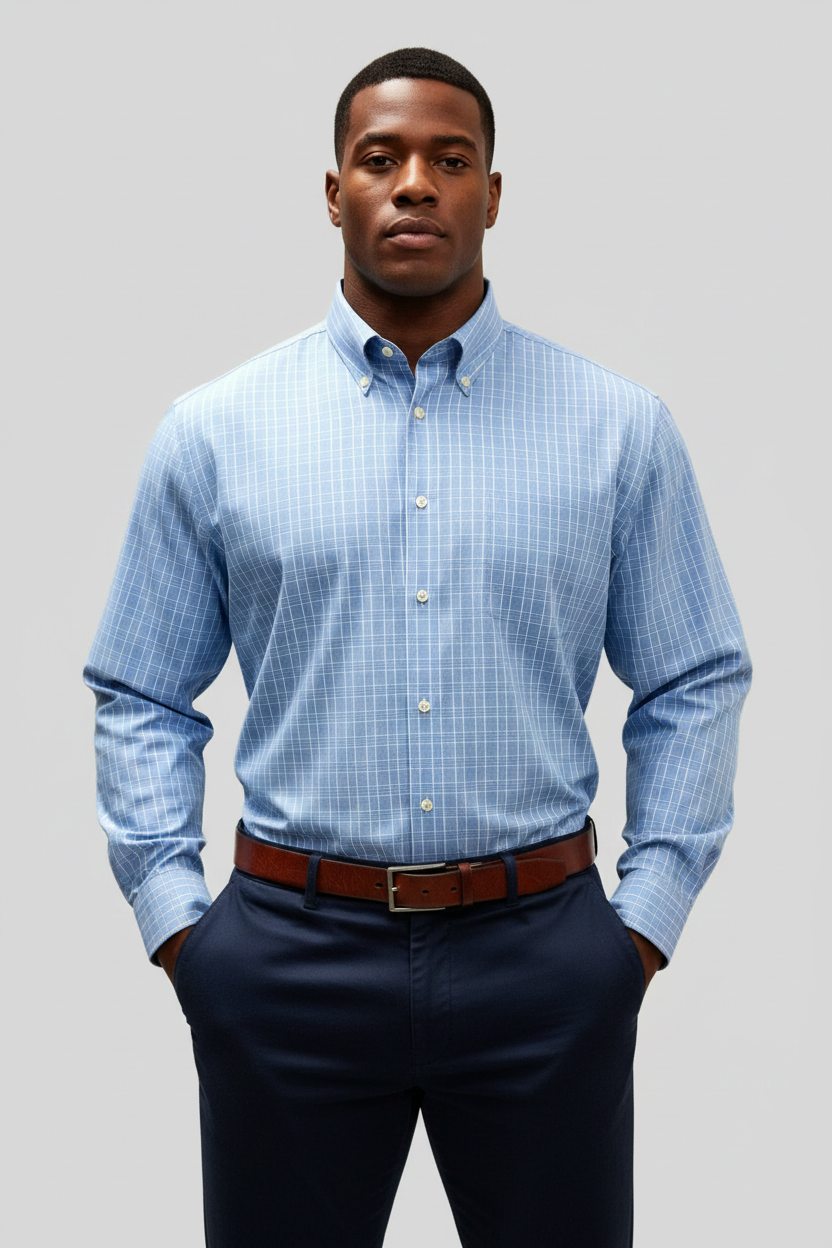 Camisa de botones Charles Tyrwhitt 🇬🇧 de cuadros azul, negro y blanco Talla XXL Entalle Clásico
