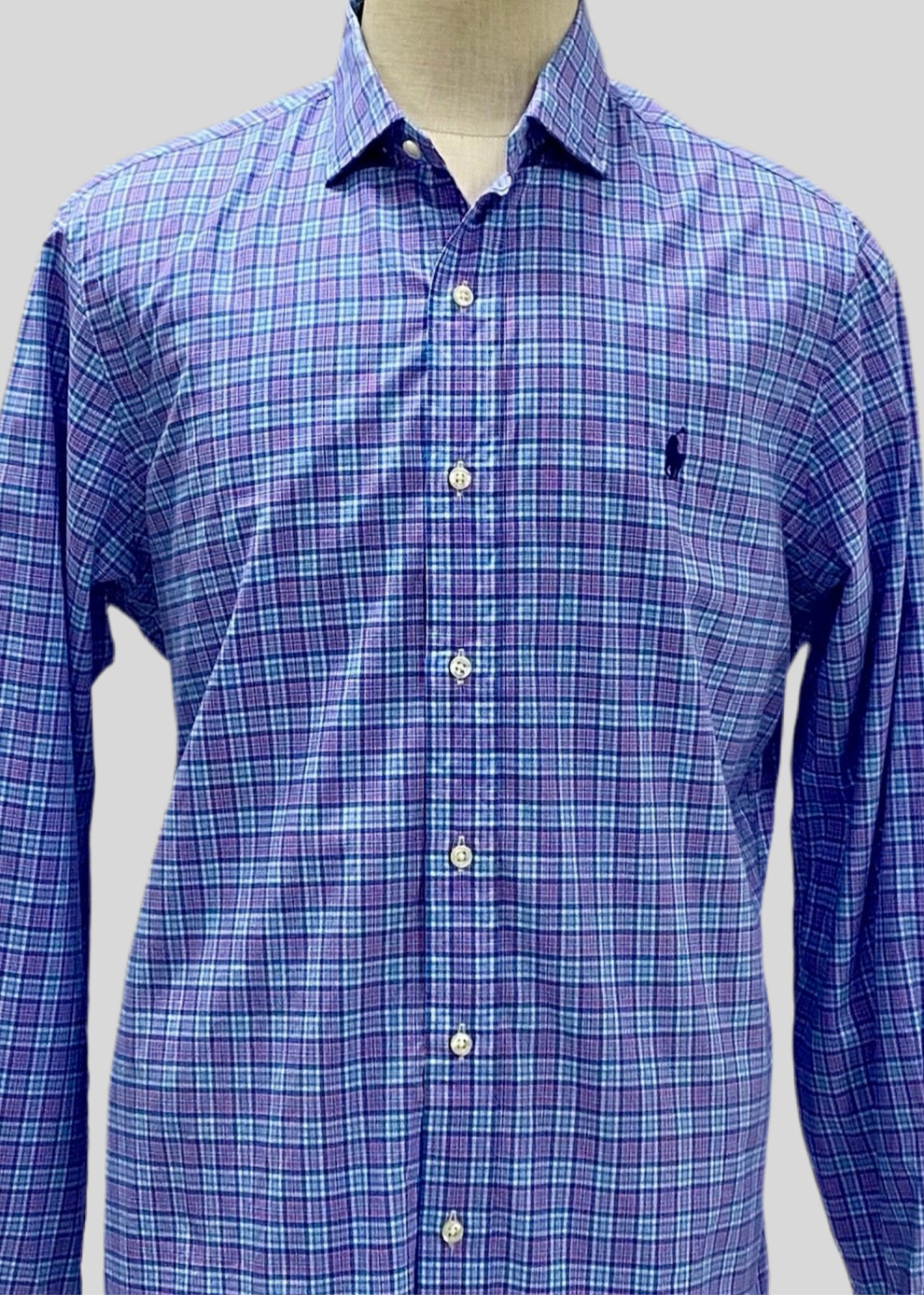 Camisa de botones Polo Ralph Lauren 🏇🏼 de cuadros rosado, azul y celeste Talla L Entalle Clásico