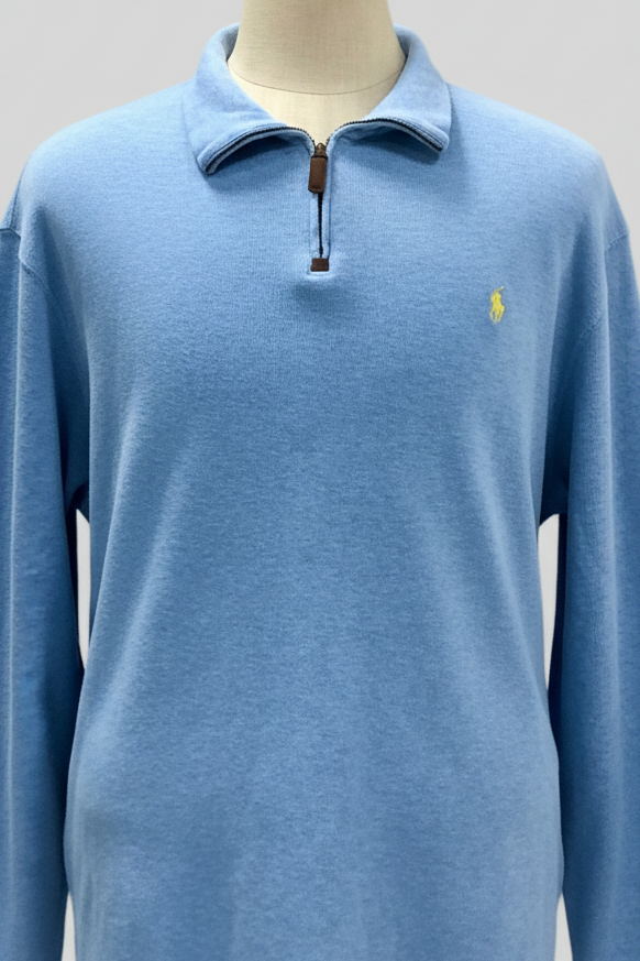 Sueter Jersey Polo Ralph Lauren 🏇🏼 color celeste claro con logo en amarillo Talla XXL