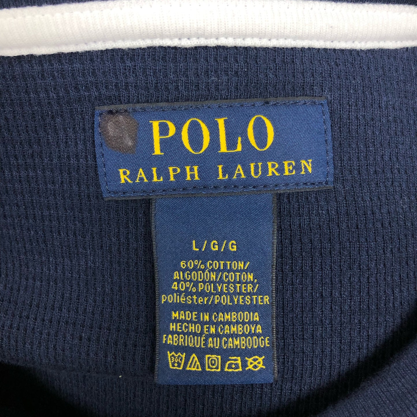 Camiseta cuello redondo Polo Ralph Lauren 🏇🏼 Waffle color azul navy manga larga Talla L