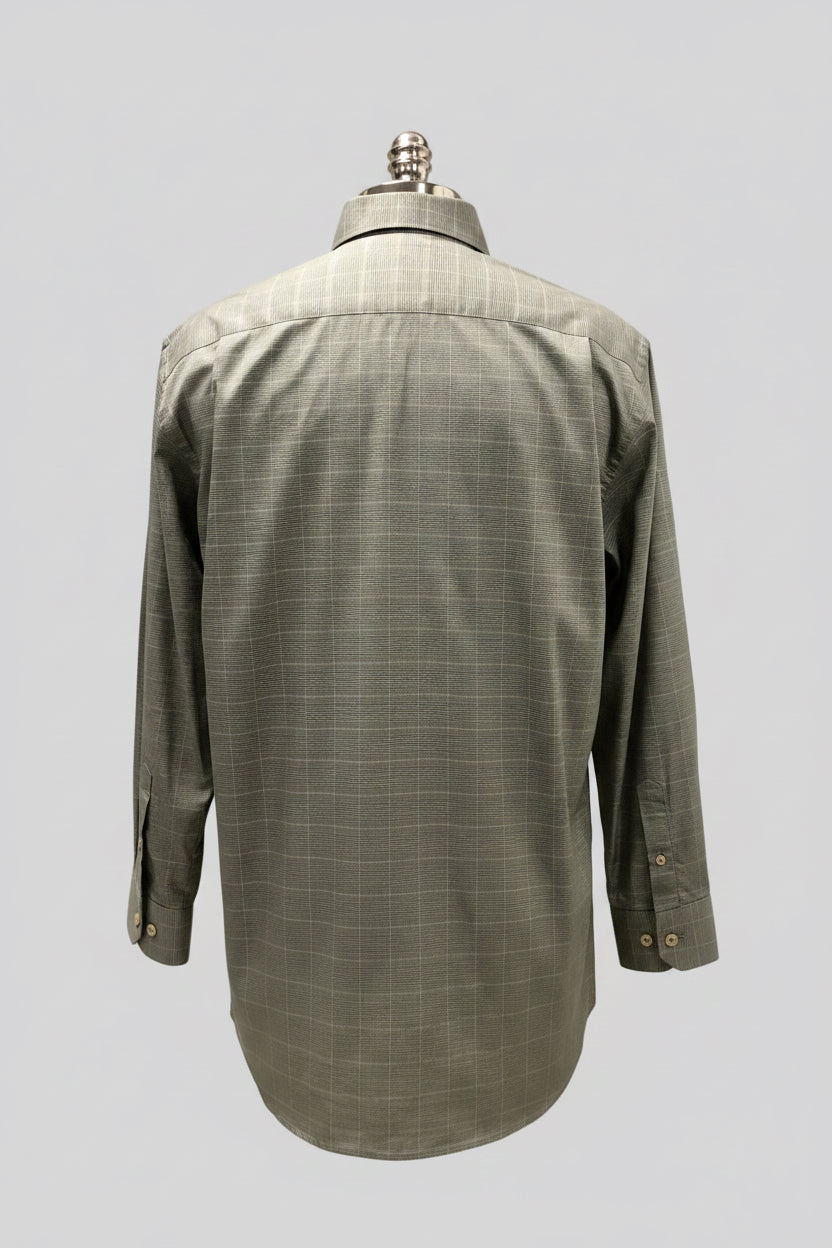 Camisa de botones Ermenegildo Zegna 🇮🇹 de cuadros en negro y blanco Talla L Entalle Regular