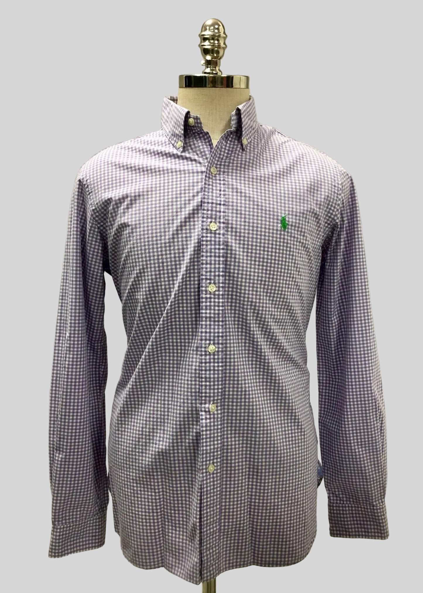 Camisa Polo Ralph Lauren 🏇🏼 de cuadros gingham en color lila y blanco Talla M Entalle Regular