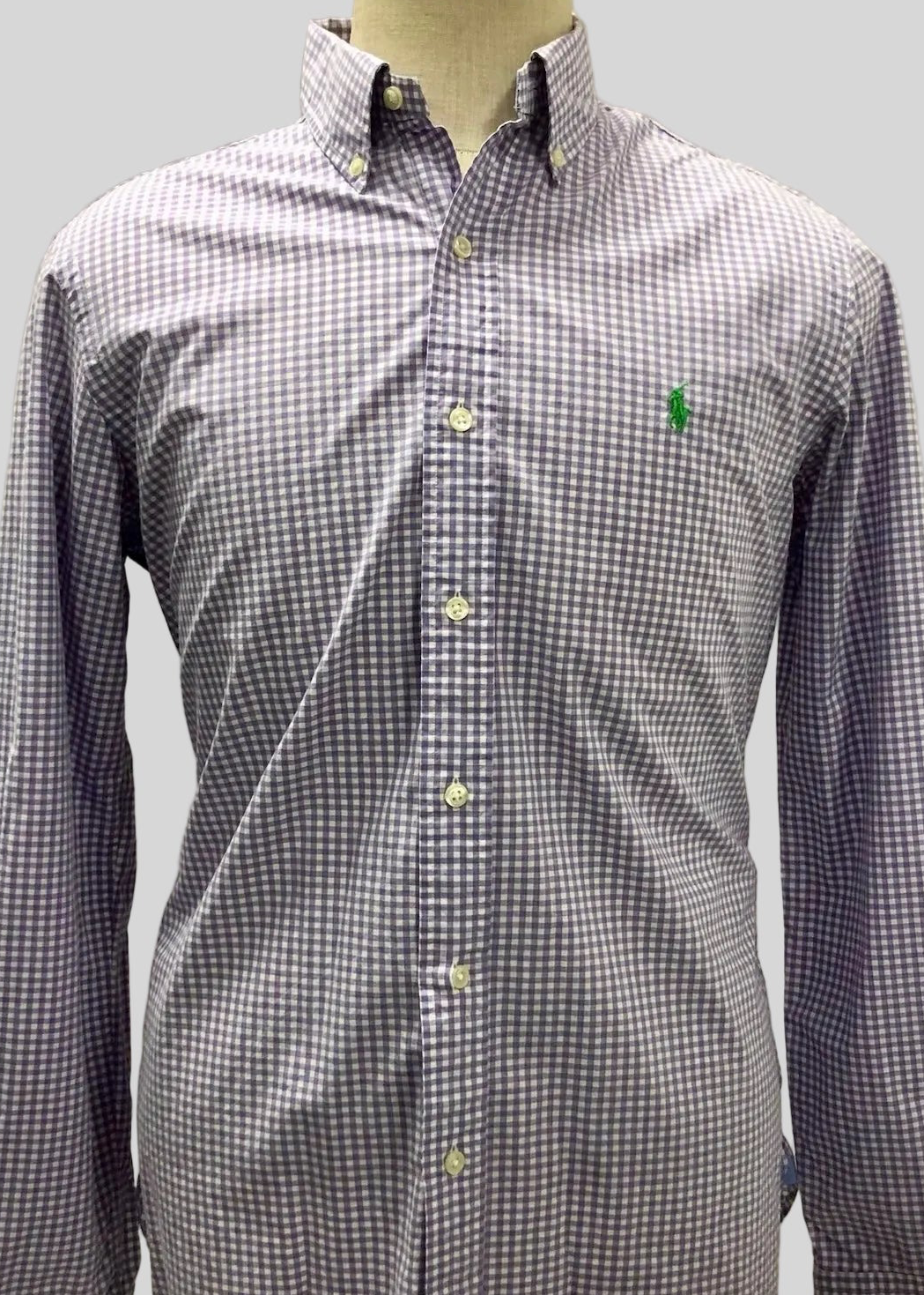 Camisa Polo Ralph Lauren 🏇🏼 de cuadros gingham en color lila y blanco Talla M Entalle Regular