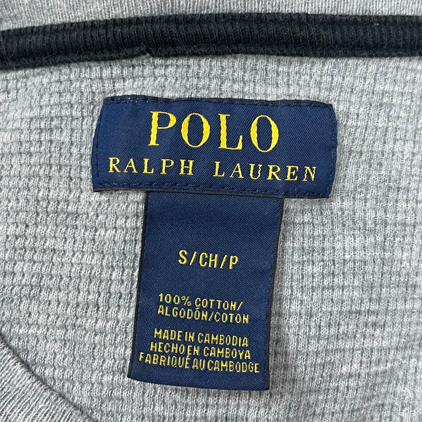 Camiseta cuello redondo Polo Ralph Lauren 🏇🏼 Waffle color gris claro manga larga Talla S