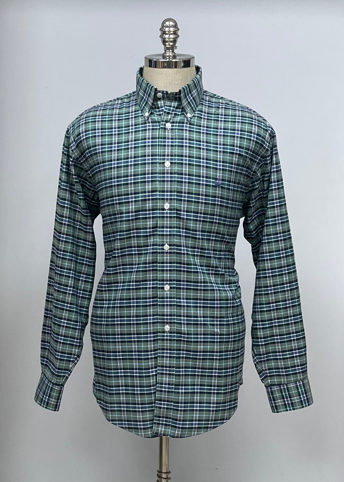 Camisa Brooks Brothers 🐑 con patrón de cuadros en color verde, azul y blanco Talla L Entalle Regular (ver descripción)