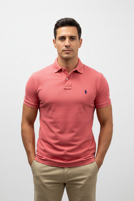 Camiseta Polo Ralph Lauren 🏇🏼 color rosado magenta Talla L Entalle Custom Fit