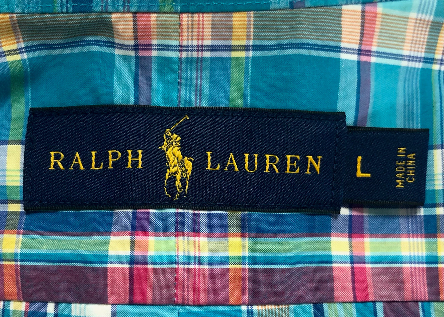 Camisa Polo Ralph Lauren 🏇🏼 de cuadros gingham turquesa, rojo y blanco Talla L Entalle Regular