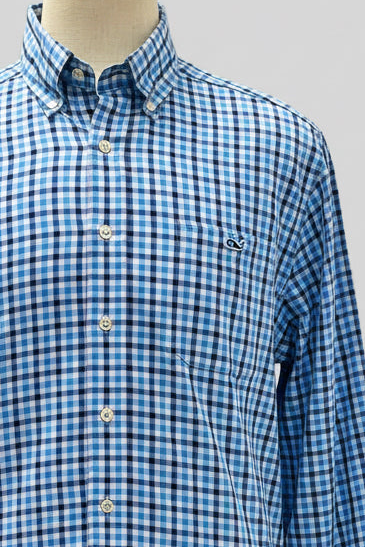 Camisa Vineyard Vines 🐳 de cuadros en color celeste, azul y gris Talla L Entalle Slim Fit