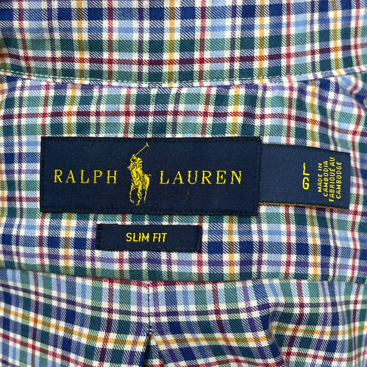 Camisa Polo Ralph Lauren 🏇🏼 con patrón de cuadros multicolor Talla L Entalle Slim Fit